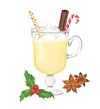 Bardakta yumurta likörü ve Noel şekeri kamışı..
