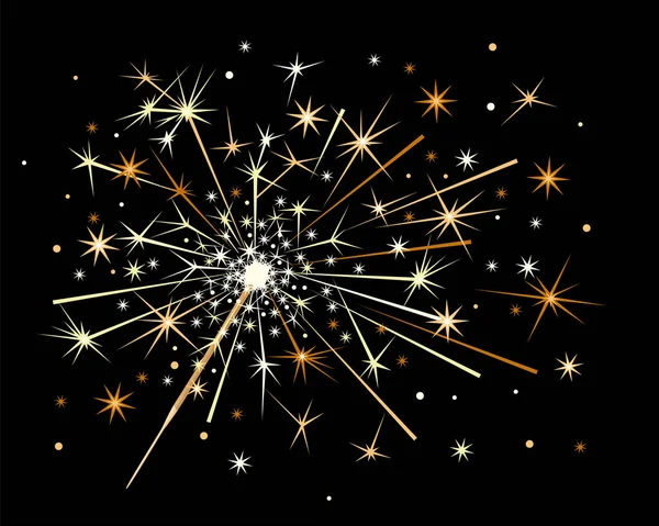 Bengal yangını ya da koyu arka planda izole edilmiş maytap. Vektör karikatür düz çizim. Simge kutlanıyor.