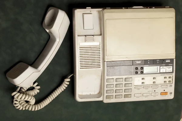 Vintage Phone Handset Answering Machine Green Velvet Handset Lies Next — Stock Photo, Image