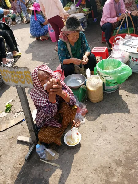 Scene Trader Seller People City Wet Market Sihanoukville Cambodia Early — Stock Photo, Image