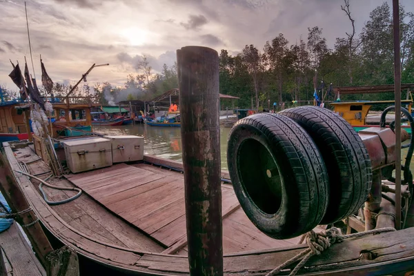 Zonsondergang Zonsopgang Rustige Dorp Vissershaven Strand — Stockfoto