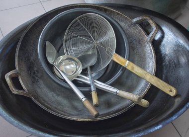 mutfak pişirme gereçleri topview