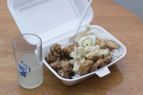 Delicious Economic Rice Polystyrene Box — Stock Photo, Image