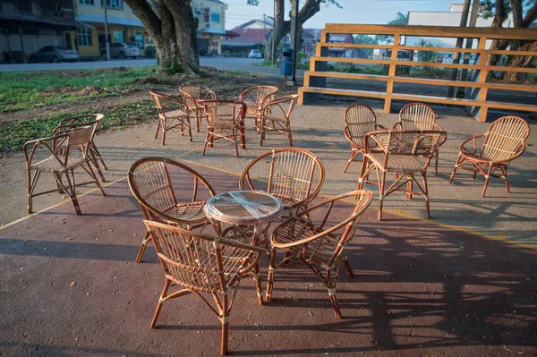 rattan furniture displayed at the basket court.