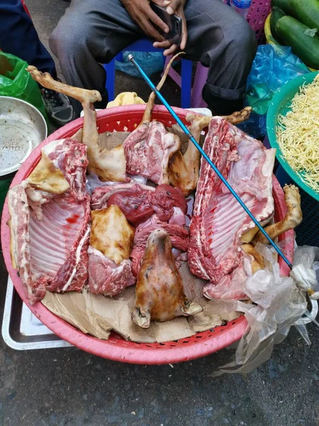 Fresh Dog Meat Chopped Pieces Sale — Stock Photo, Image