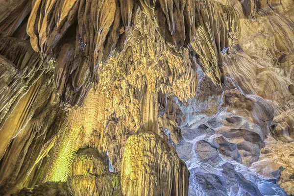 Texture of cave wall in limestone formation temple cave, Perak, Malaysia