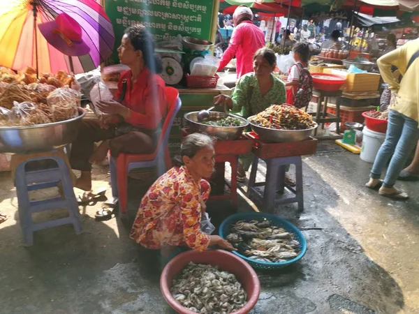 Scene Trader Seller People City Wet Market Sihanoukville Cambodia Early — Stock Photo, Image