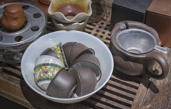 Küçük Çin Çay Bardağı Setleri — Stok fotoğraf