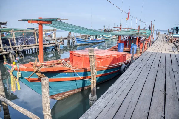 Sihanoukville Kambodža Února 2019 Scéna Rybářského Parku Odpočívna Dřevěného Mola — Stock fotografie