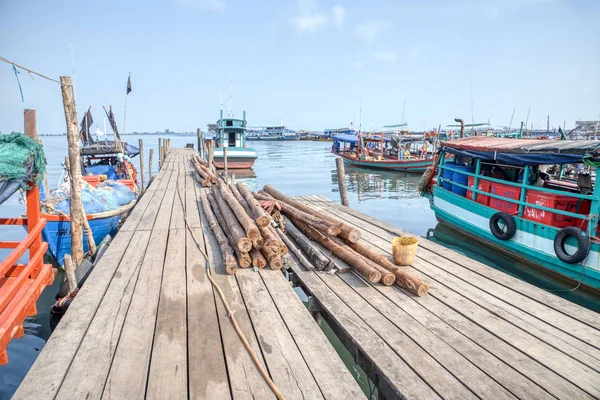 Sihanoukville Camboya Febrero 2019 Hermoso Paisaje Diurno Los Barcos Barcos — Foto de Stock