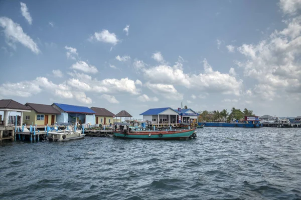 Sihanoukville Kambodja Februari 2019 Scen Fiskebåtar Hamnen Vid Kajen När — Stockfoto