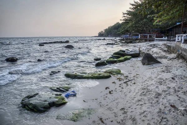 Sihanoukville Cambodia February 2019 Beautiful Rocky Beach Looking Horizon Ocean — Stock Photo, Image