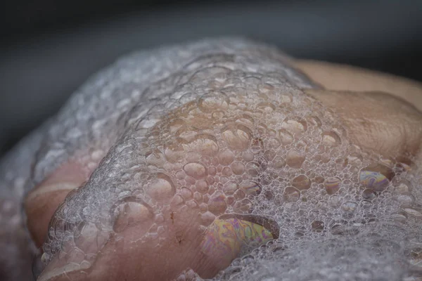 Lavar Mão Com Água Com Sabão — Fotografia de Stock