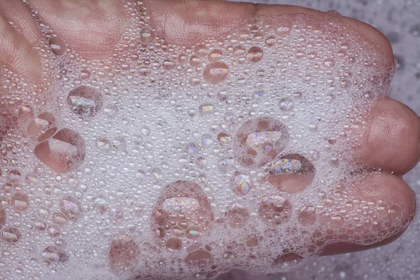 Wassen Hand Met Zeepwater — Stockfoto