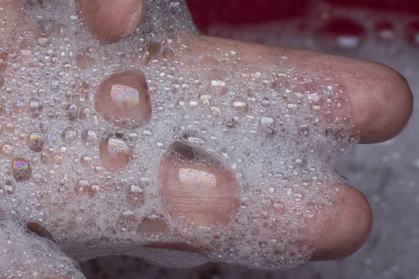 Lavar Mão Com Água Com Sabão — Fotografia de Stock