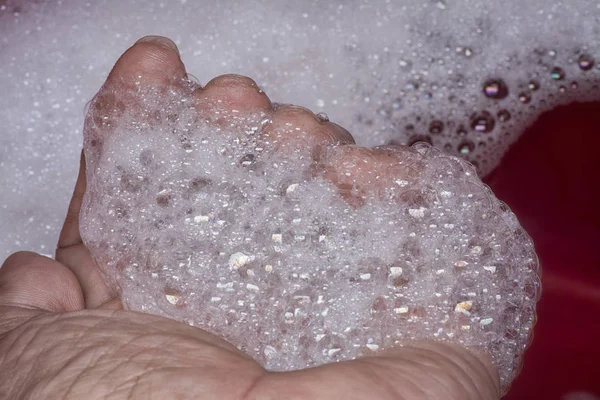 Wassen Hand Met Zeepwater — Stockfoto