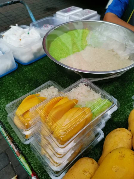 Läcker Thailändsk Mango Eller Durian Klibbig Rice — Stockfoto