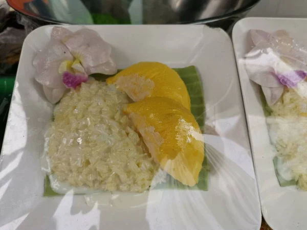 Вкусный Тайский Манго Дурианский Глютиновый Рис — стоковое фото