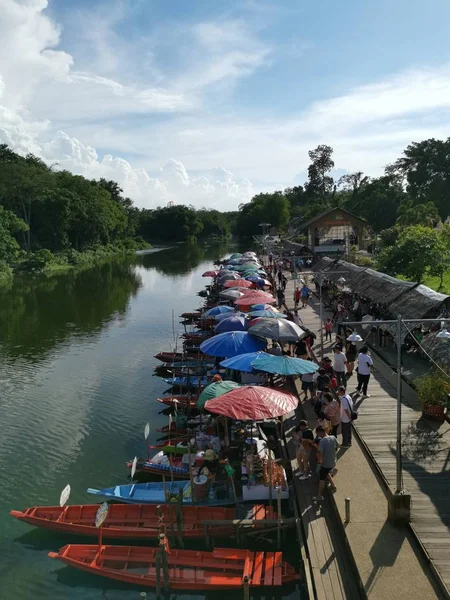 Hatyai Tailandia Mayo 2019 Khlong Hea Flooting Market Lugar Interesante — Foto de Stock