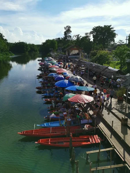 Hatyai Tailandia Mayo 2019 Khlong Hea Flooting Market Lugar Interesante — Foto de Stock