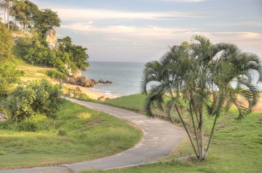 güzel günbatımı plajda geç akşam