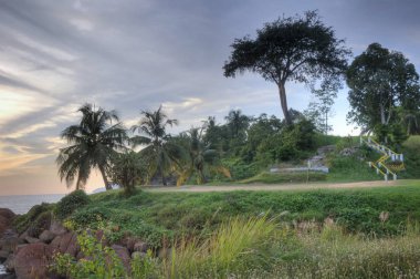 güzel günbatımı plajda geç akşam