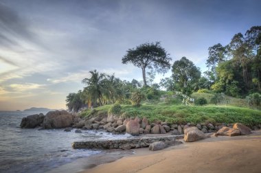 güzel günbatımı plajda geç akşam