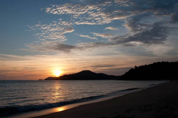 Późnym Wieczorem Pięknej Plaży Sunset — Zdjęcie stockowe