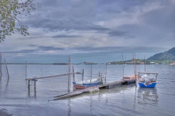 Landschap Aan Vissershaven Het Strand — Stockfoto