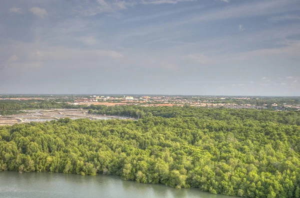 Sett Från Högt Mot Fjärran Hav Eller Landskap — Stockfoto