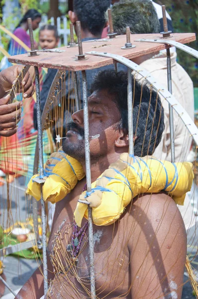 Perak Malásia Abril 2018 Cena Procissão Indiana Durante Festival Thaipusam — Fotografia de Stock