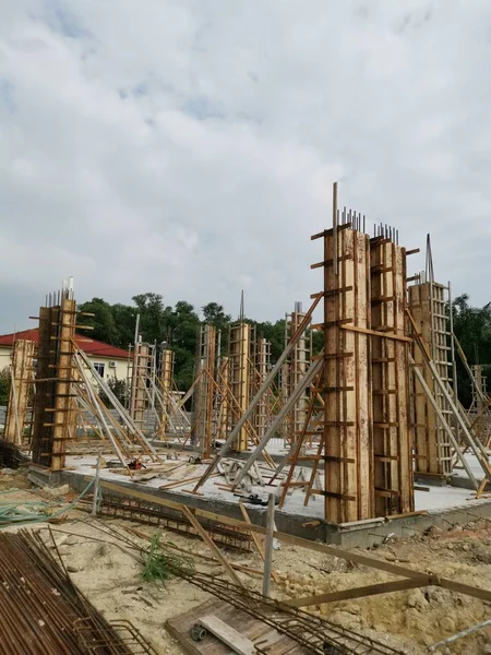 Socle Fondation Principalement Renforcé Pour Construction — Photo