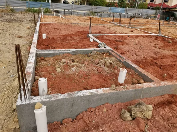 Primarily Reinforced Foundation Base Pillar Construction Site — Stock Photo, Image
