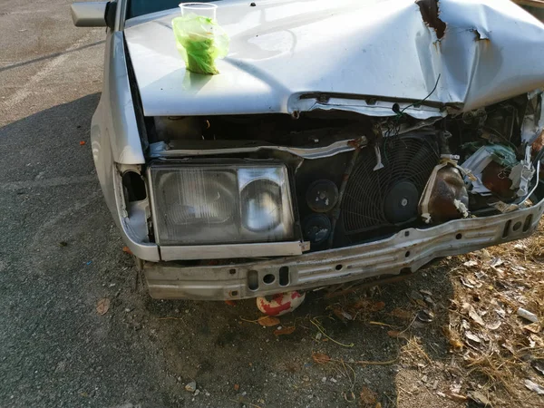 Wreckage Car Accident Left Roadside — Stock Photo, Image