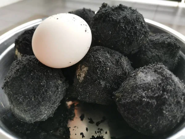 Cenizas Huevos Pato Salados Carbón — Foto de Stock