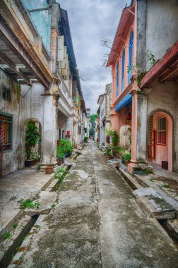 eski boş vintage çin binalarının satır 