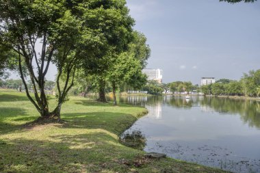 Perak, Malezya. 16 Eylül 2019: Taiping Lake Garden Park'ta sakin vakit geçirmenin keyfini çıkaran insanların huzur ve güzel sahneleri.