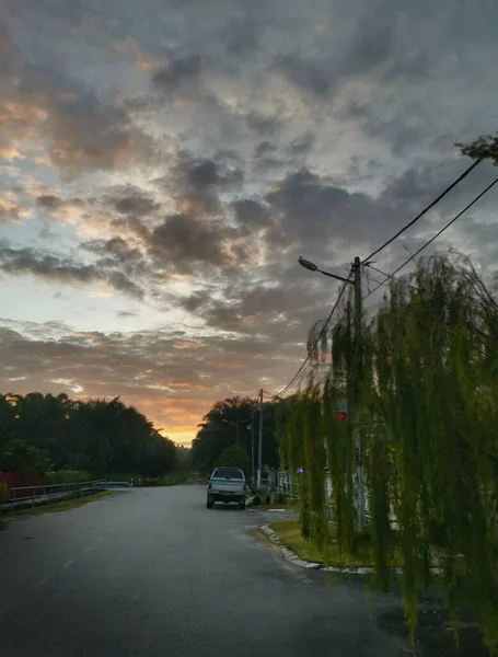 Perak Malásia Junho 2020 Bela Cena Nascer Sol Rua Manhã — Fotografia de Stock