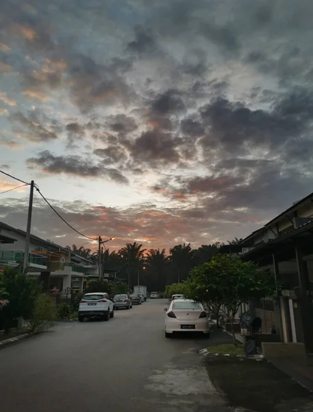 Perak Malaysia 2020 Adegan Matahari Terbit Yang Indah Jalan Pagi — Stok Foto