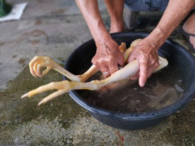 Pişirmeden önce çiğ tavuk yıka.