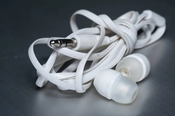 Close Shot Images Old Used Wired Earphone Plug — Stock Photo, Image