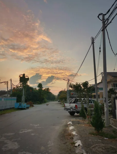 Перак Малайзия Июля 2020 Красивая Сцена Раннего Утреннего Неба Ряду — стоковое фото