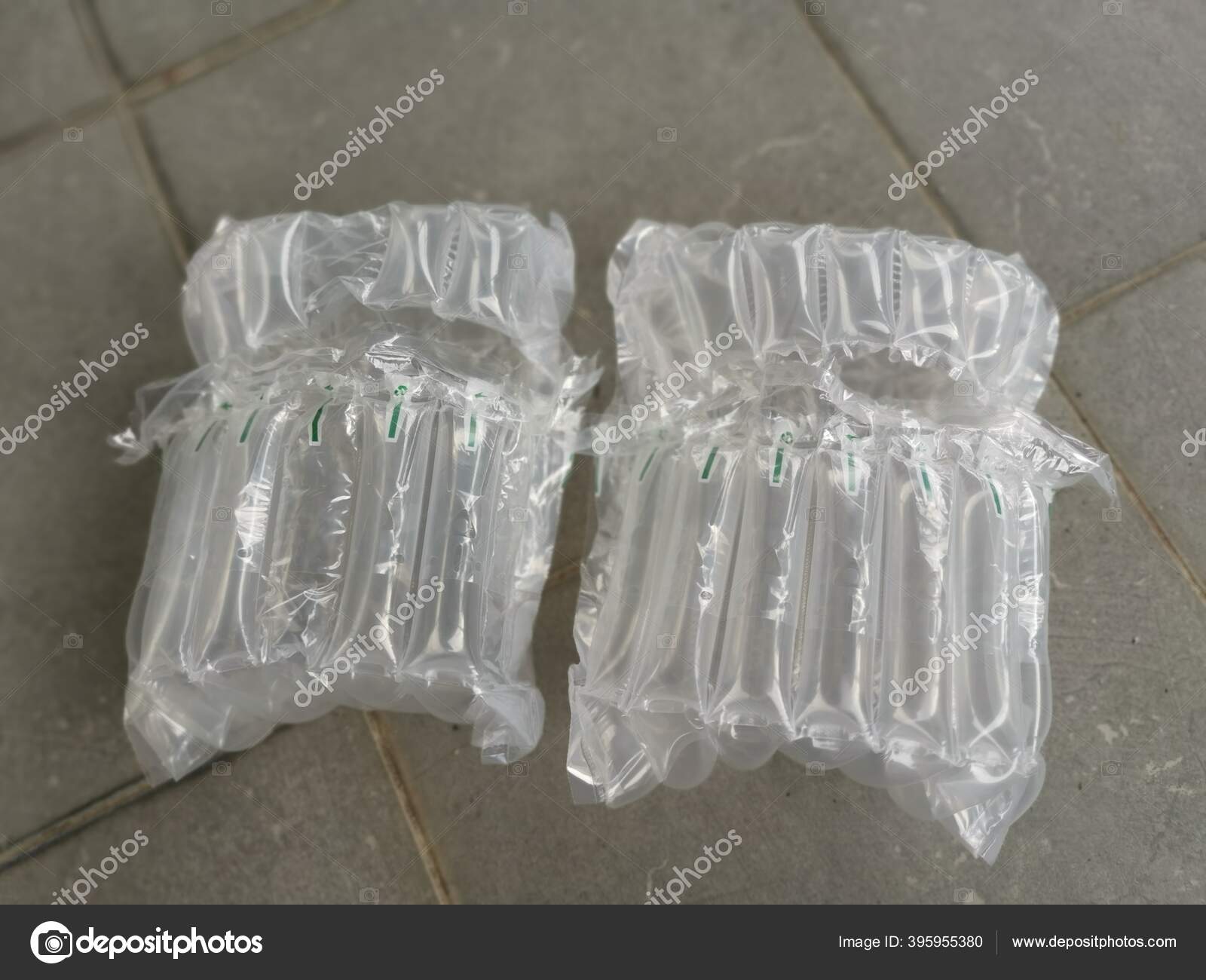 Inflatable Plastic Air Bags Protective Parcel Wrapping Stock Photo