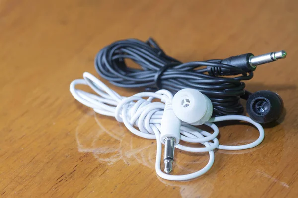 Disparo Cerca Enchufe Mono Una Sola Línea Con Cable Blanco — Foto de Stock