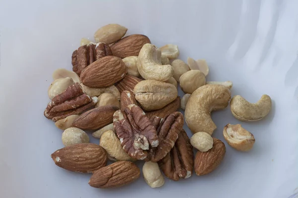 Mengsels Van Eetbare Amandelen Walnoten Cashewnoten Pinda Hazelnoten — Stockfoto