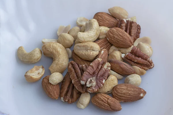 Mengsels Van Eetbare Amandelen Walnoten Cashewnoten Pinda Hazelnoten — Stockfoto