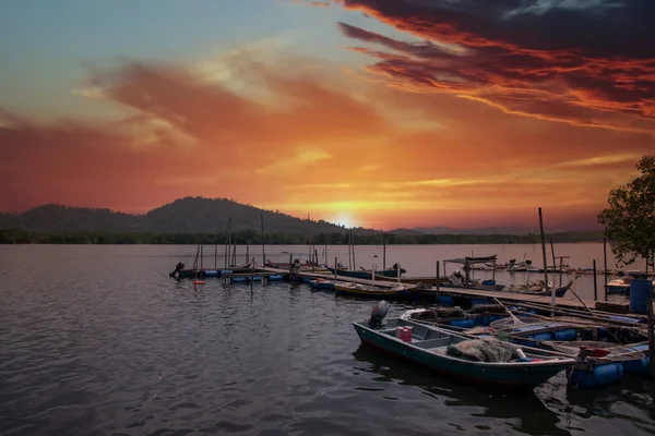 beautiful sky scene at the fishing harbor.