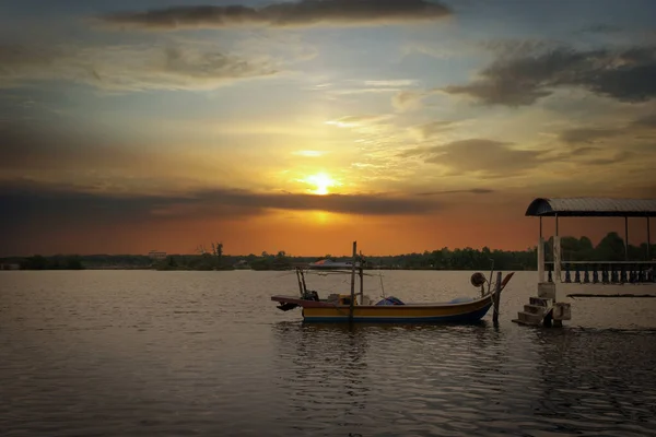 beautiful sky scene at the fishing harbor.