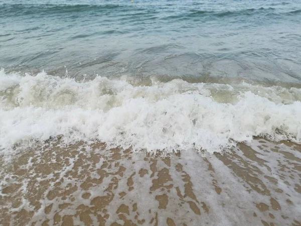 Ondas Mar Cena Pela Praia — Fotografia de Stock