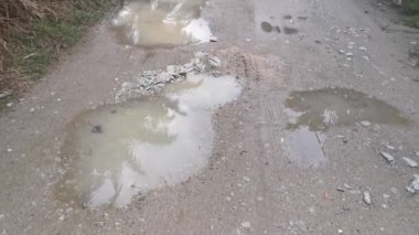 Yağmurdan sonraki kırsal yolun görüntüleri..